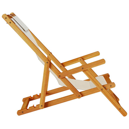 Folding Chair with Armrests Taupe Acacia Wood & Textilene