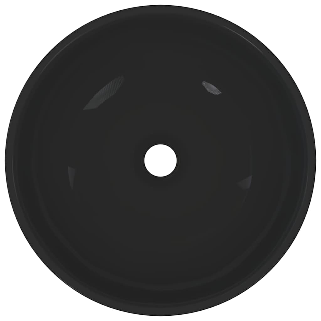 Wash Basin Gloss Black Ø28x10 cm Ceramic
