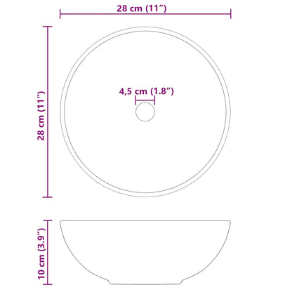 Wash Basin Gloss Black Ø28x10 cm Ceramic