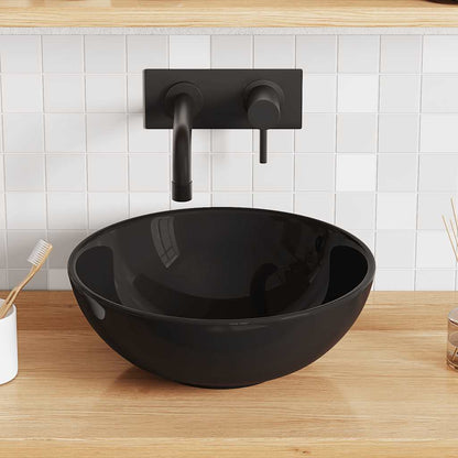 Wash Basin Gloss Black Ø28x10 cm Ceramic