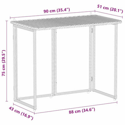 Folding Garden Table Brown 90x51x75 cm Poly Rattan
