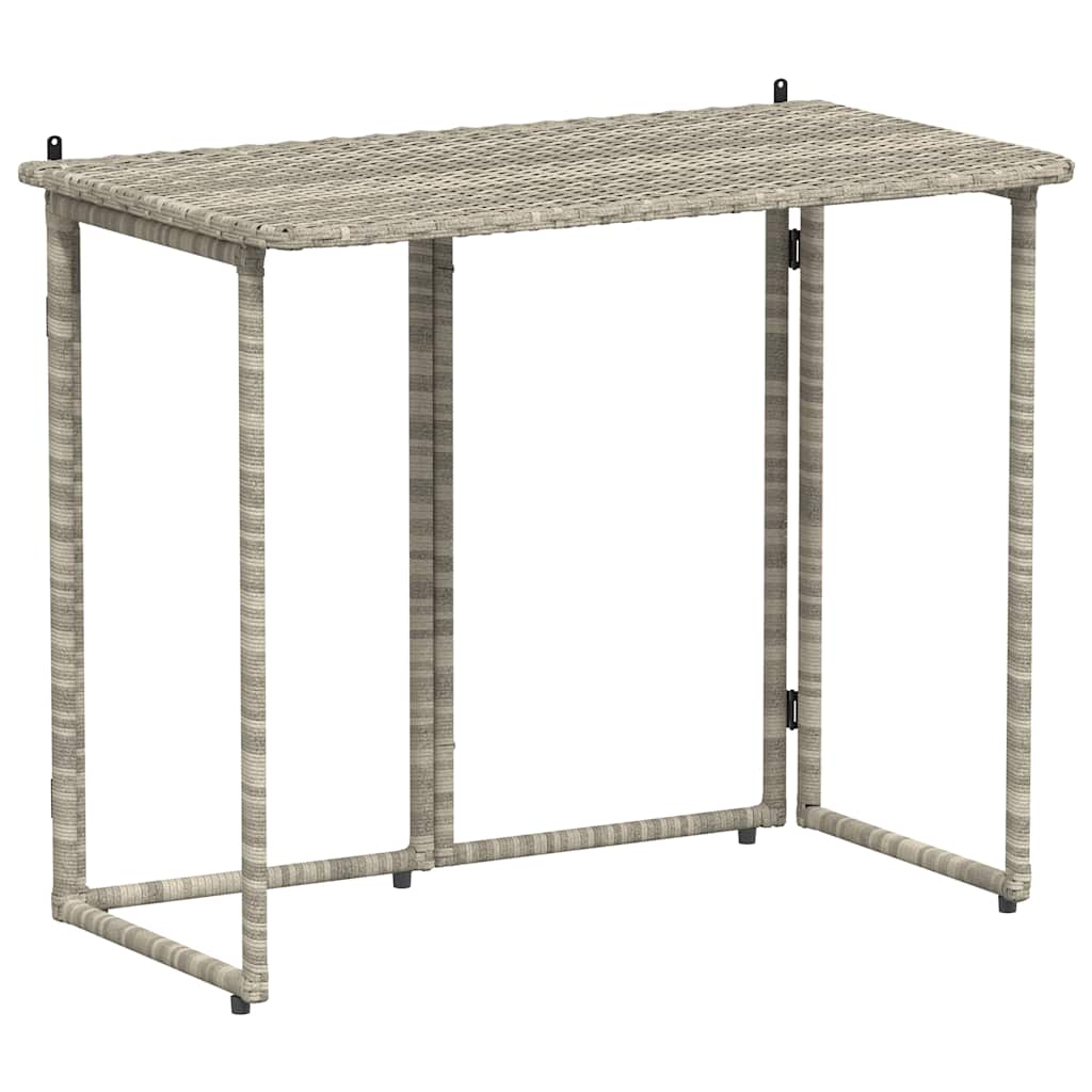 Folding Garden Table Light Grey 90x51x75 cm Poly Rattan