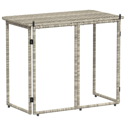 Folding Garden Table Light Grey 90x51x75 cm Poly Rattan
