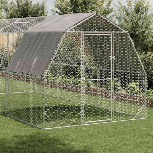 Chicken Run with Roof 2.5x6x2.25 m Galvanised Steel