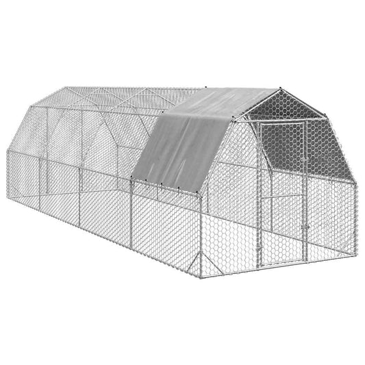 Chicken Run with Roof 2.5x8x2.25 m Galvanised Steel