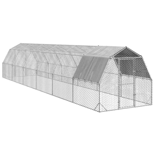 Chicken Run with Roof 2.5x12x2.25 m Galvanised Steel