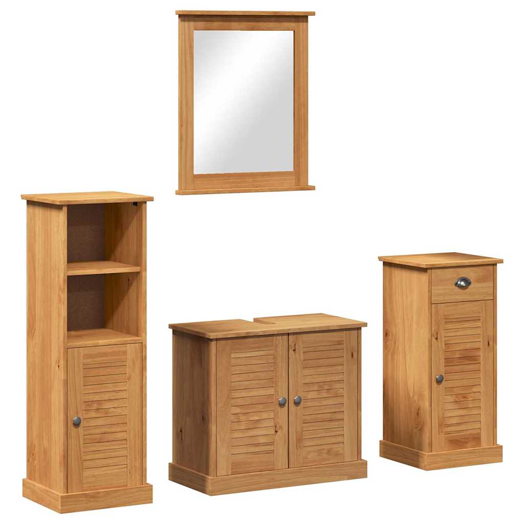 Bathroom Furniture Set VIGO 4 pcs Honey Brown Solid Pine Wood