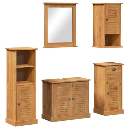 Bathroom Furniture Set VIGO 5 pcs Honey Brown Solid Pine Wood