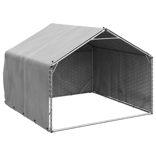 Outdoor Dog Kennel with Cover 2x2x1.5 m Galvanised Steel