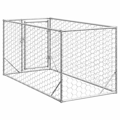 Outdoor Dog Kennel with Door 2x1x1 m Galvanised Steel