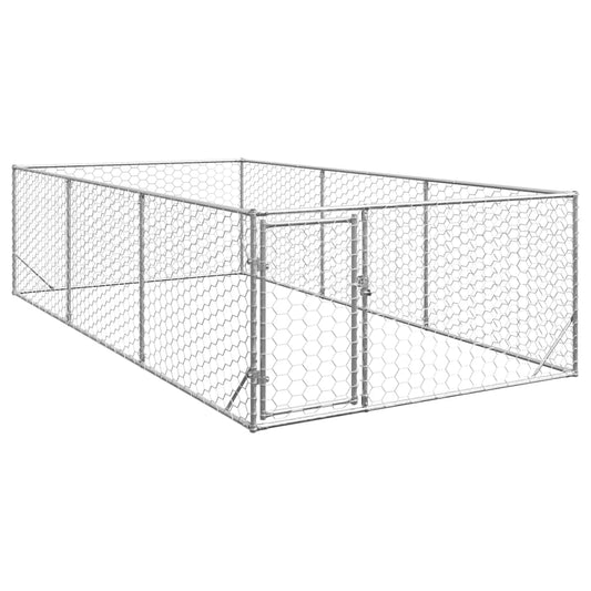 Outdoor Dog Kennel with Door 2x4x1 m Galvanised Steel