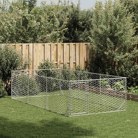 Outdoor Dog Kennel with Door 2x4x1 m Galvanised Steel