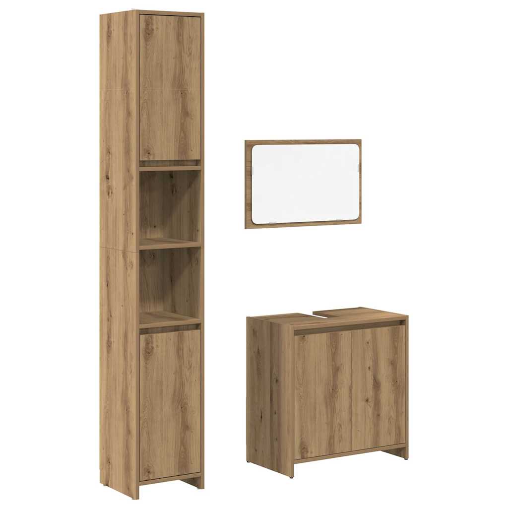 3 Piece Bathroom Furniture Set Artisan Oak Engineered Wood