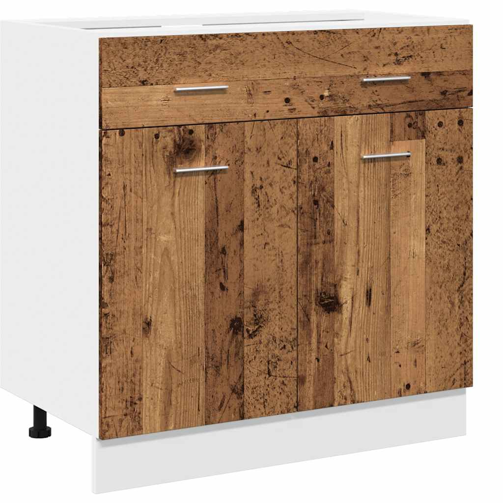 7 Piece Kitchen Cabinet Set Lyon Old Wood Engineered Wood