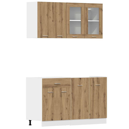 4 Piece Kitchen Cabinet Set Lyon Artisan Oak Engineered Wood