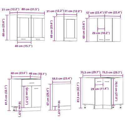 11 Piece Kitchen Cabinet Set Lyon Old Wood Engineered Wood