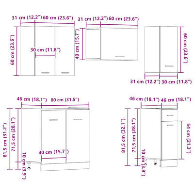 11 Piece Kitchen Cabinet Set Lyon Old Wood Engineered Wood