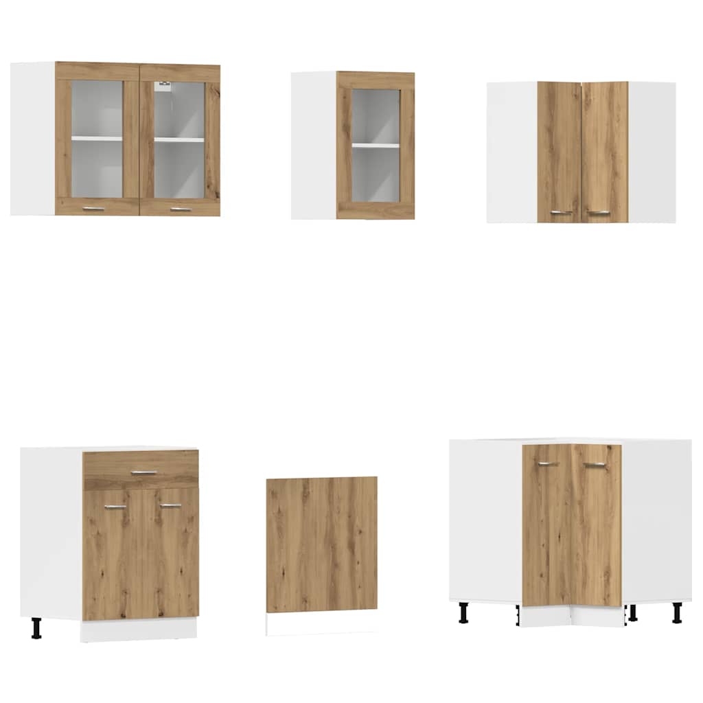 11 Piece Kitchen Cabinet Set Lyon Artisan Oak Engineered Wood