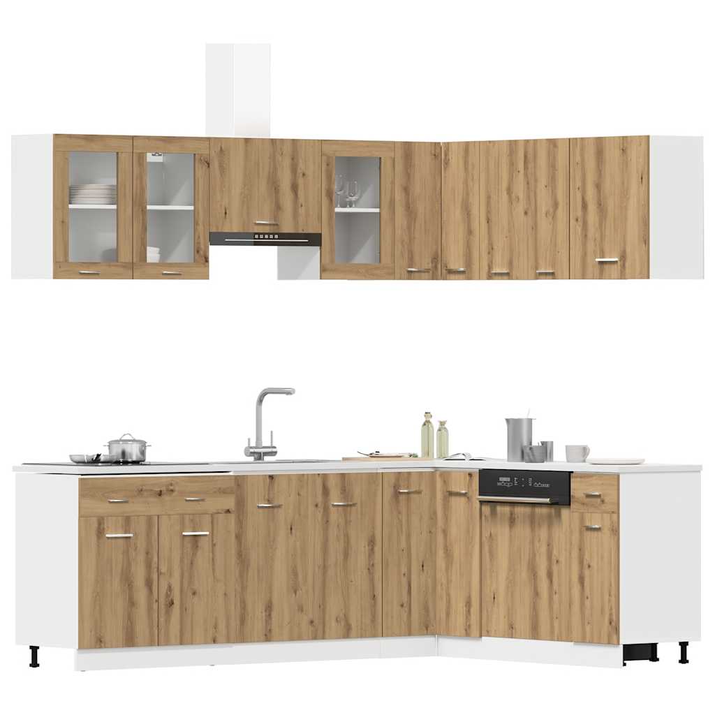 11 Piece Kitchen Cabinet Set Lyon Artisan Oak Engineered Wood