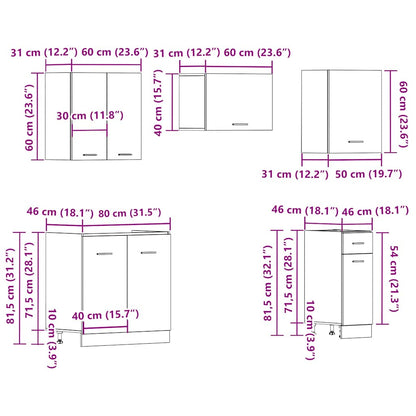 11 Piece Kitchen Cabinet Set Lyon Artisan Oak Engineered Wood