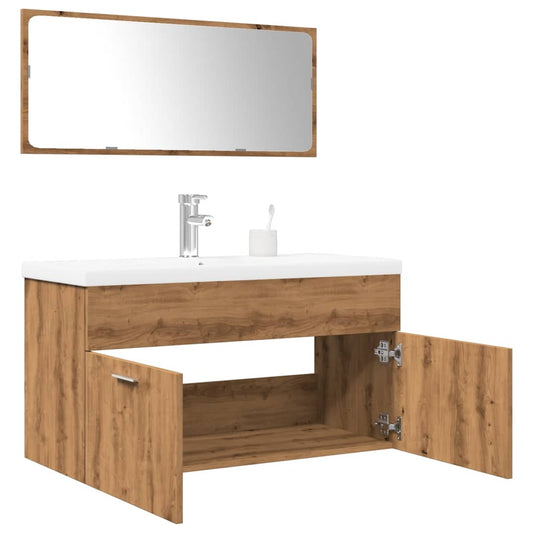 3 Piece Bathroom Furniture Set Artisan Oak Engineered Wood
