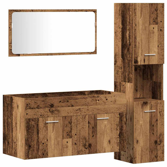 3 Piece Bathroom Furniture Set Old Wood Engineered Wood