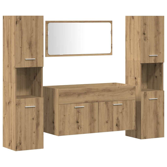 4 Piece Bathroom Furniture Set Artisan Oak Engineered Wood