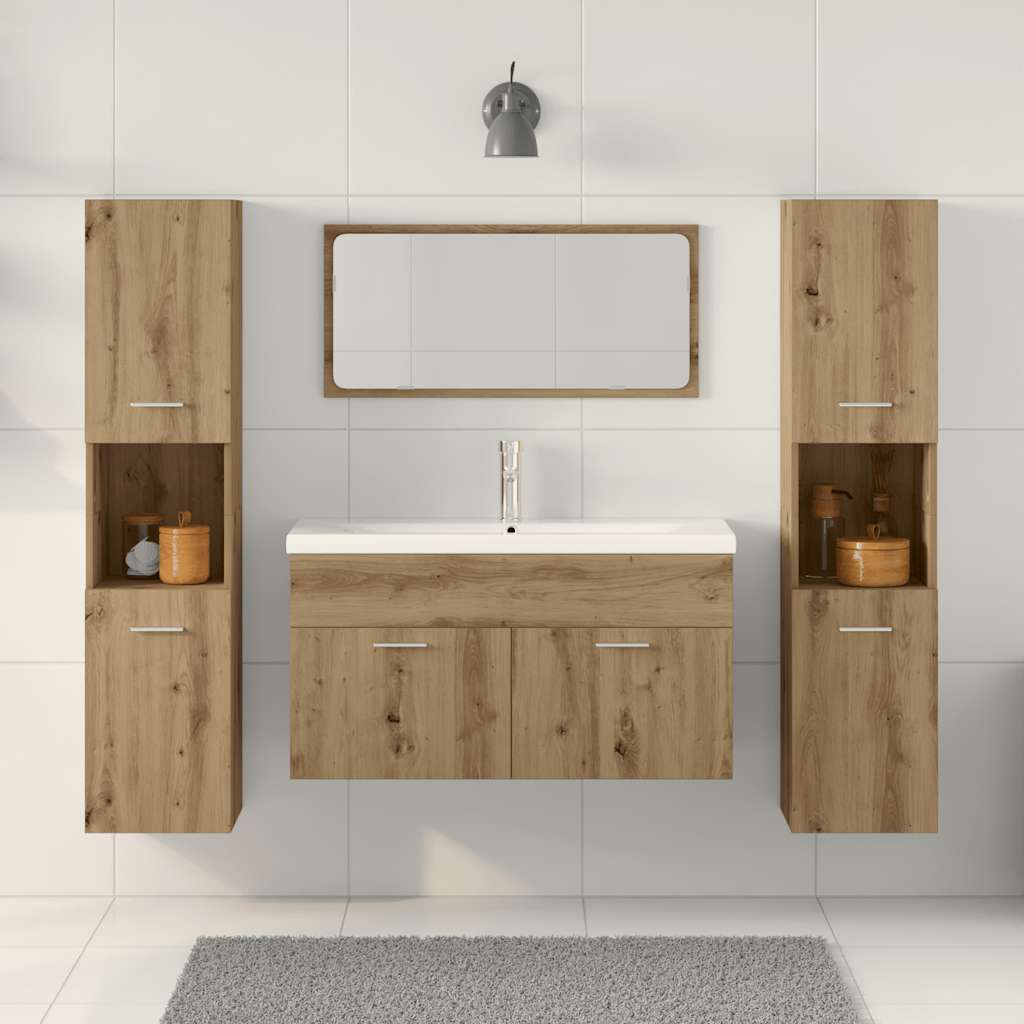 4 Piece Bathroom Furniture Set Artisan Oak Engineered Wood