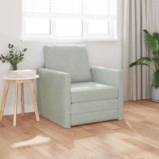 Floor Sofa Bed with Cushion Light grey 74 x 77 x 81 cm Velvet