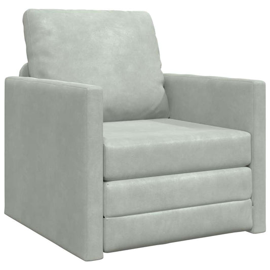 Floor Sofa Bed with Cushion Light grey 74 x 77 x 81 cm Velvet
