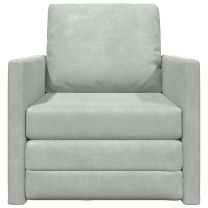 Floor Sofa Bed with Cushion Light grey 74 x 77 x 81 cm Velvet