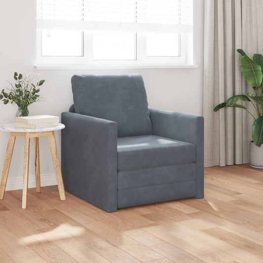 Floor Sofa Bed with Cushion Dark grey 74 x 77 x 81 cm Velvet