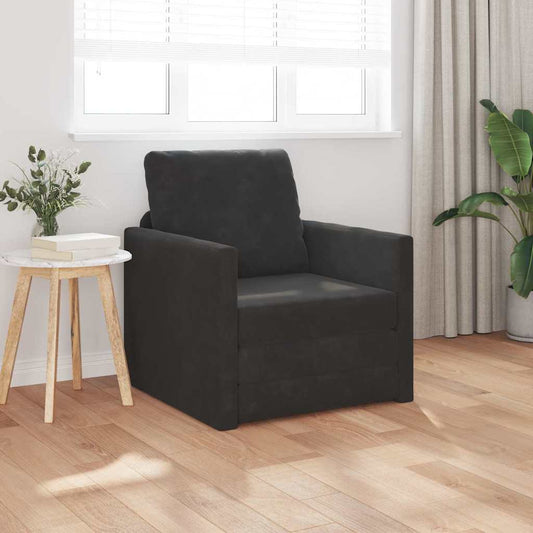Floor Sofa Bed with Cushion Black 74 x 77 x 81 cm Velvet