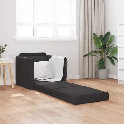 Floor Sofa Bed with Cushion Black 74 x 77 x 81 cm Velvet