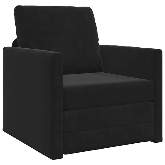 Floor Sofa Bed with Cushion Black 74 x 77 x 81 cm Velvet
