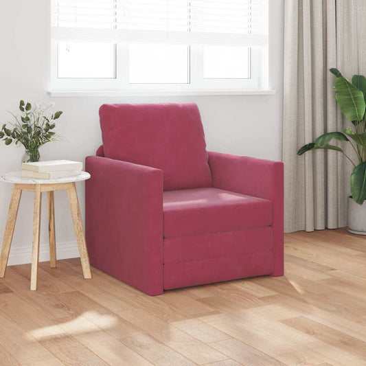 Floor Sofa Bed with Cushion Wine red 74 x 77 x 81 cm Velvet