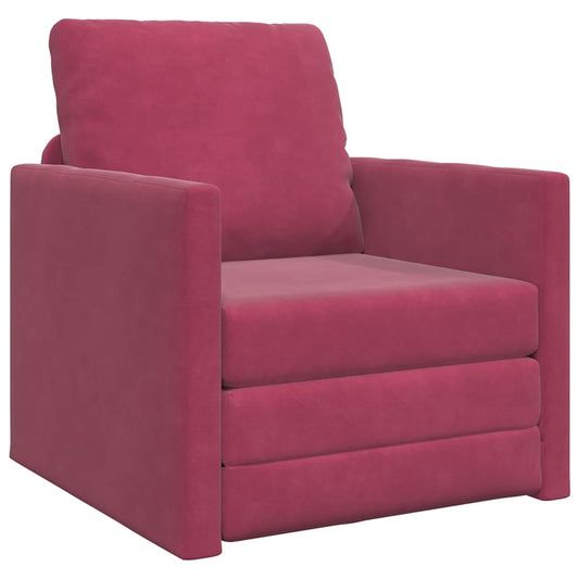 Floor Sofa Bed with Cushion Wine red 74 x 77 x 81 cm Velvet