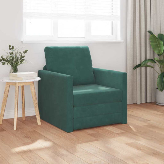 Floor Sofa Bed with Cushion Dark green 74 x 77 x 81 cm Velvet