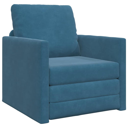 Floor Sofa Bed with Cushion Blue 74 x 77 x 81 cm Velvet
