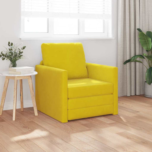 Floor Sofa Bed with Cushion Dark yellow 74 x 77 x 81 cm Velvet