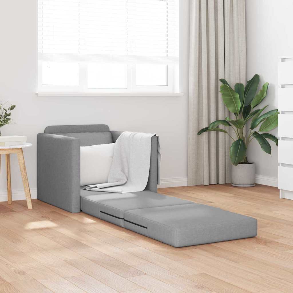 Floor Sofa Bed with Cushion Light grey 74 x 77 x 81 cm Fabric