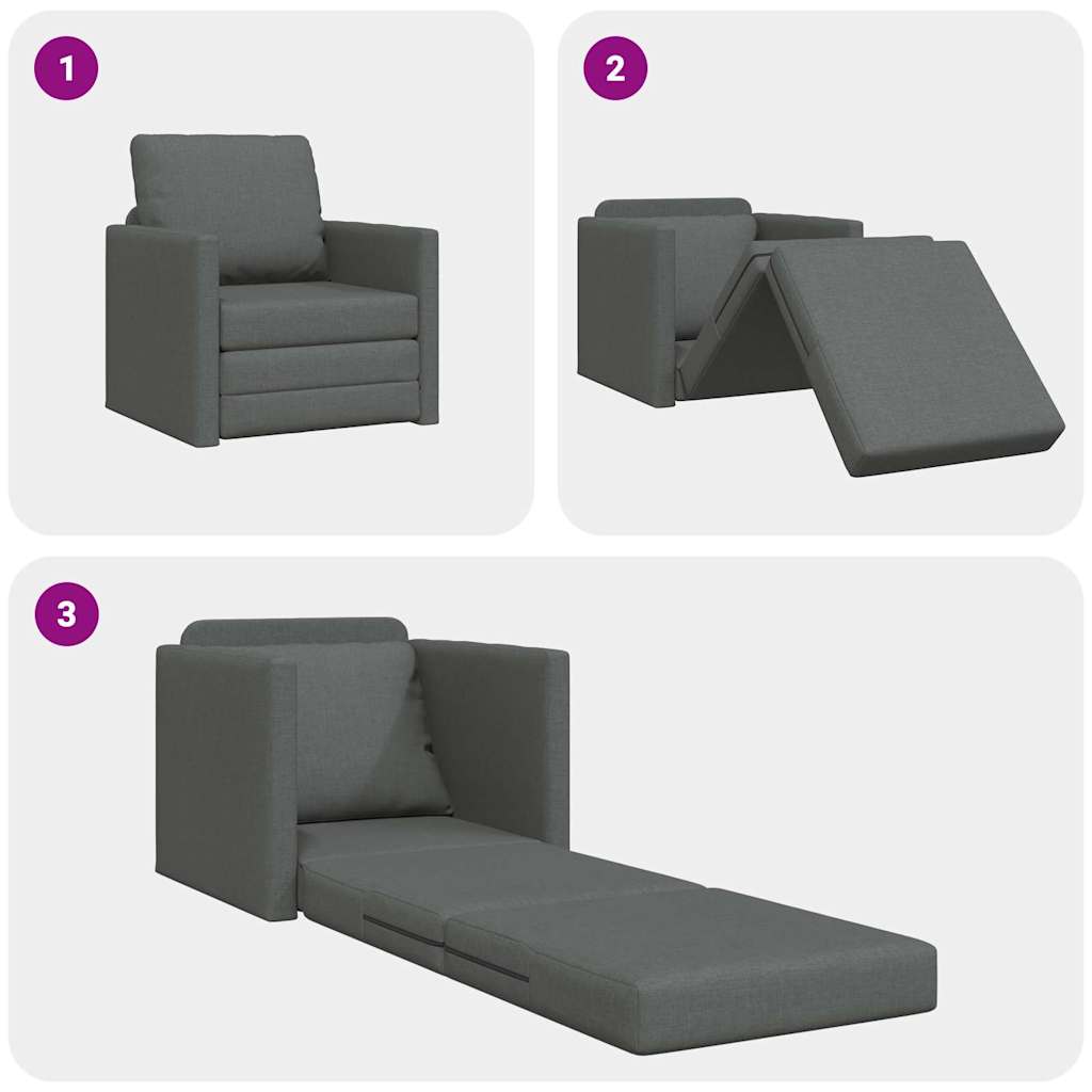 Floor Sofa Bed with Cushion Dark grey 74 x 77 x 81 cm Fabric