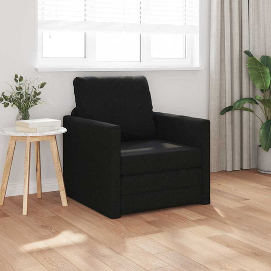 Floor Sofa Bed with Cushion Black 74 x 77 x 81 cm Fabric