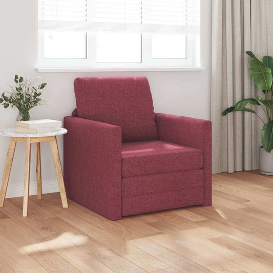 Floor Sofa Bed with Cushion Wine red 74 x 77 x 81 cm Fabric