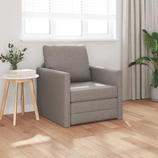Floor Sofa Bed with Cushion Taupe 74 x 77 x 81 cm Fabric