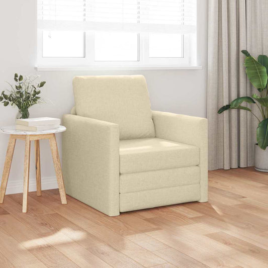 Floor Sofa Bed with Cushion Cream 74 x 77 x 81 cm Fabric