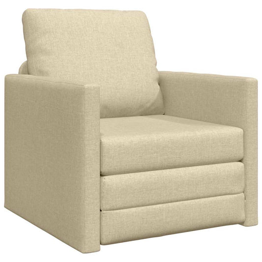 Floor Sofa Bed with Cushion Cream 74 x 77 x 81 cm Fabric