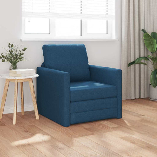 Floor Sofa Bed with Cushion Blue 74 x 77 x 81 cm Fabric