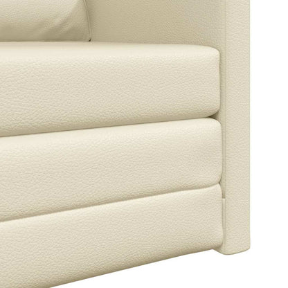 Floor Sofa Bed with Cushion Cream 74 x 77 x 81 cm Faux leather