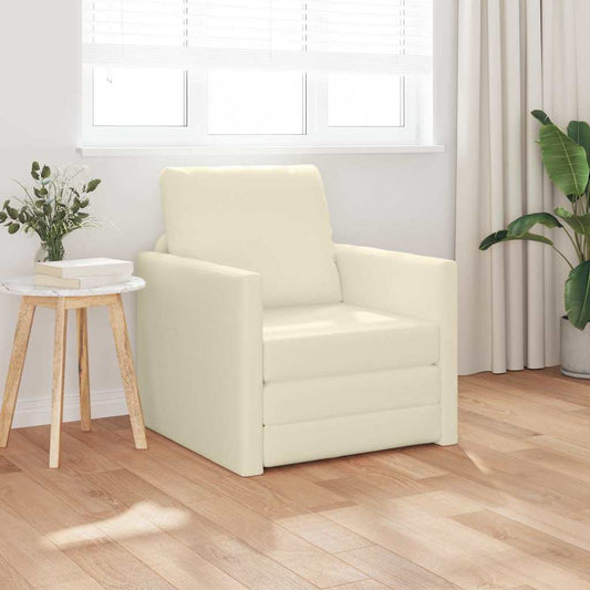 Floor Sofa Bed with Cushion Cream 74 x 77 x 81 cm Faux leather